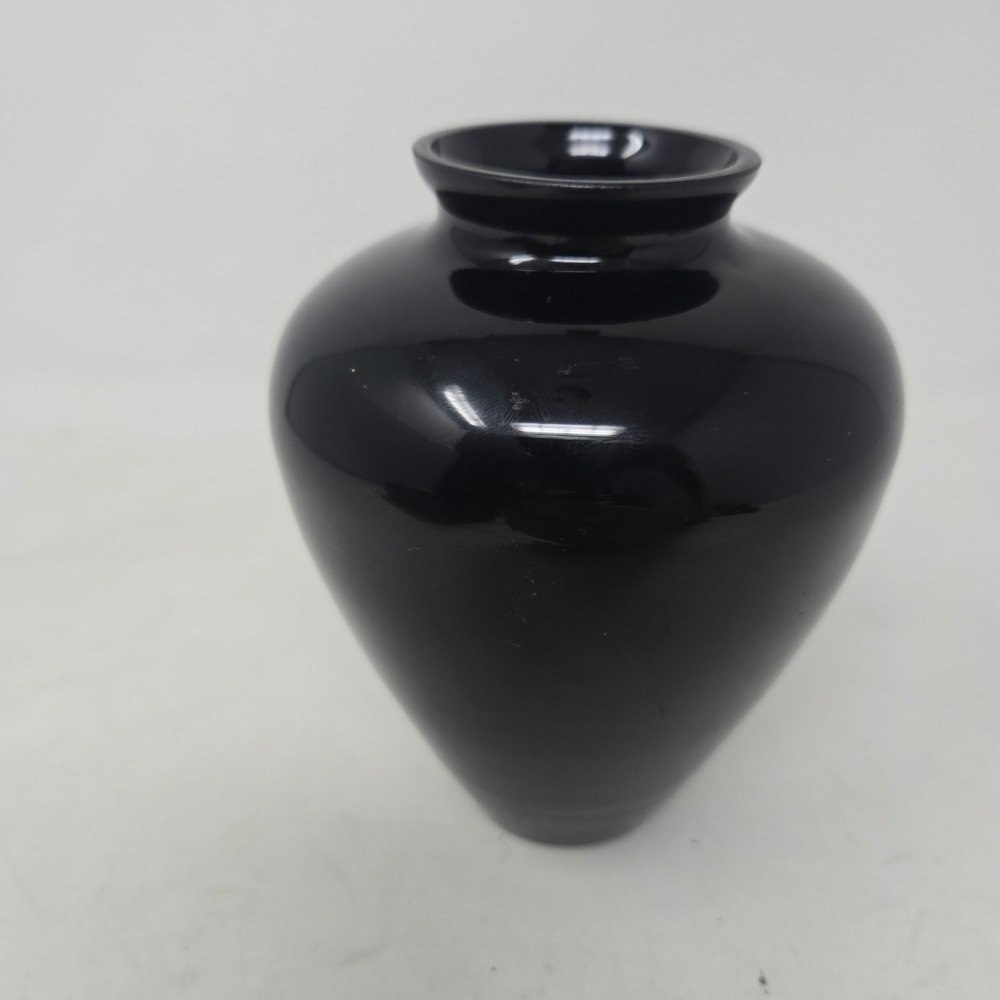 Two's Company Handblown Glass Vase Opaque‎ Black Glossy Bud Vase Modern Decor